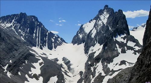 Mt French,the French Glacier and Mt Robertson from Piggy Plus Col