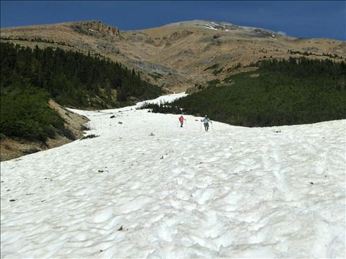 Janice and David descending the north gully. 
