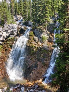 Twin waterfalls on James Walker Creek.