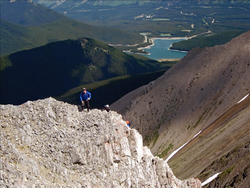 Ramblers ascend Mt Indefatigable north peak Ramblers ascend Mt Indefatigable north peak