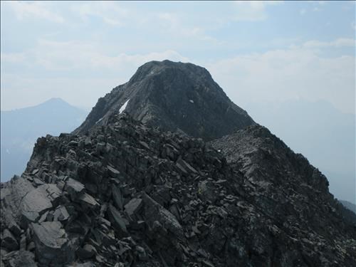 The rubbly loose summit of Mount Burgess