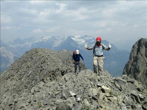 Chip and John happy to have exited the upper gully