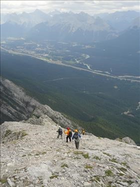 Ramblers descend the upper ridge of Mt. Princess Margaret