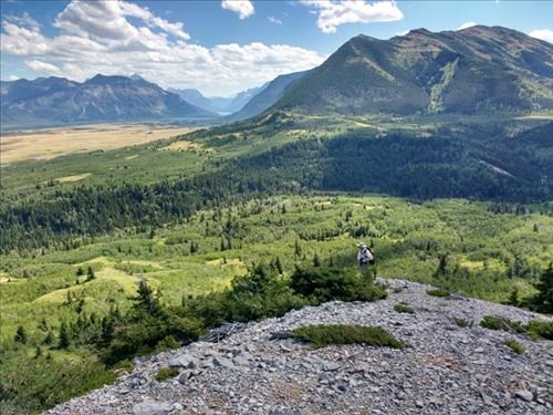 The end of Lakeview Ridge. John turning left to go down to the meadows.
