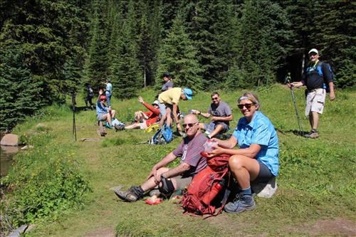 The gang having lunch at Taylor Lake