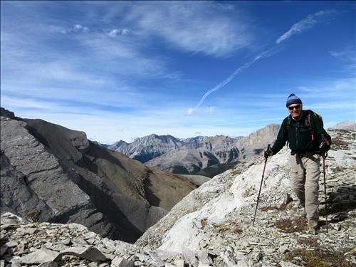 John G traversing the ridge between the East and West subpeaks of Glasgow