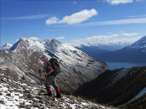 Christine heading up the South slopes of Mount Nomad