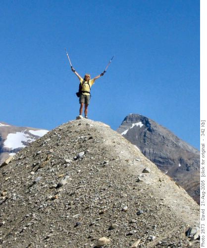 Jean atop a moraine (Mt Niles in the background)
