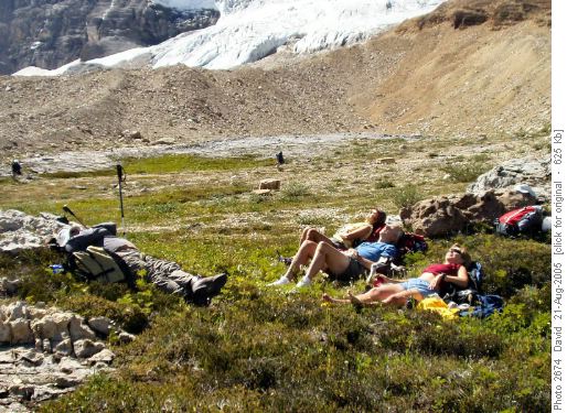 Dave, Jean, Ron and Barb enjoying the sun after lunch
