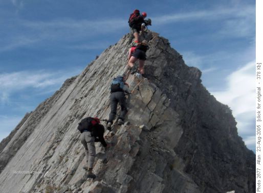 Downclimbing off of Invincible