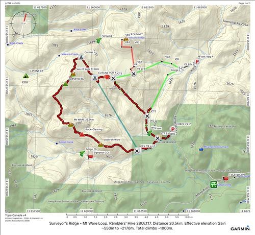 Surveyor's Ridge - Mt Ware - Little Mt Ware Loop Map 28Oct17