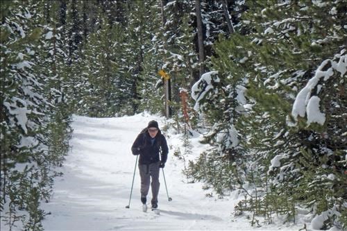 Clifton climbing to the high point of the Skogan Loop 