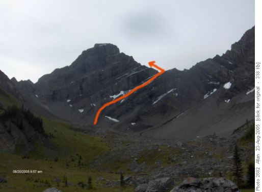 Ascent route to Mt Warspite