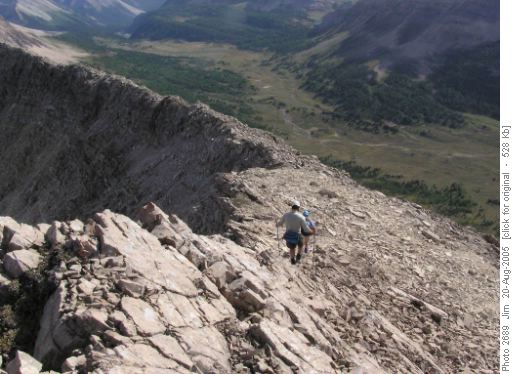 Beginning descent from North Summit of Oyster Peak.