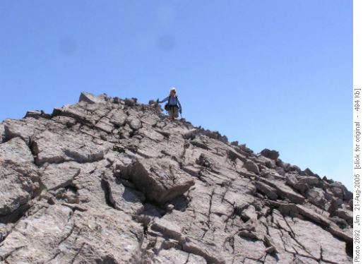 Christine nears the summit of Anthozoan Mountain.