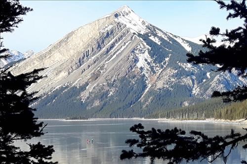 Skaters on Upper Kananaskis Lake Dec 14, 2017