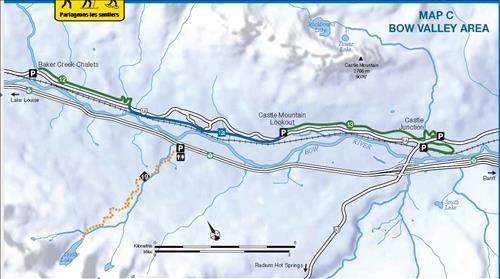 Castle Mtn trails map from Parks brochure