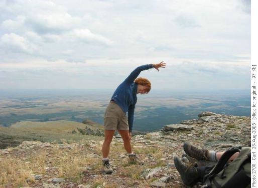 Stretching on the summit