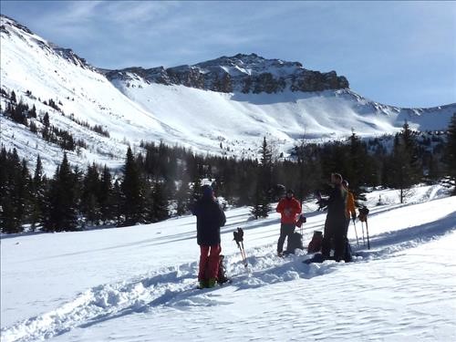 1st break on reaching the valley. It was -31C at the start of the trip so a chance to soak up some sunshine was a treat.
