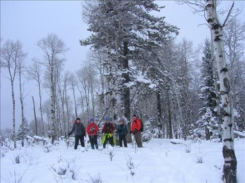 Group on the ridge - morning winter wonderland