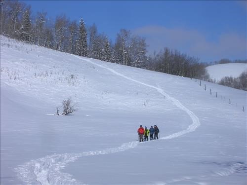 Descending in sunshine - Doug, Moe, Teresa, Cristina