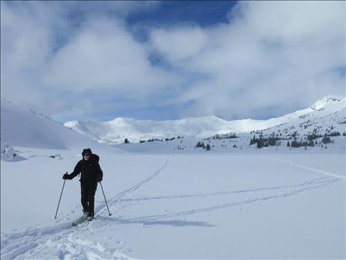 Greg crossing Ptarmigan Lake
