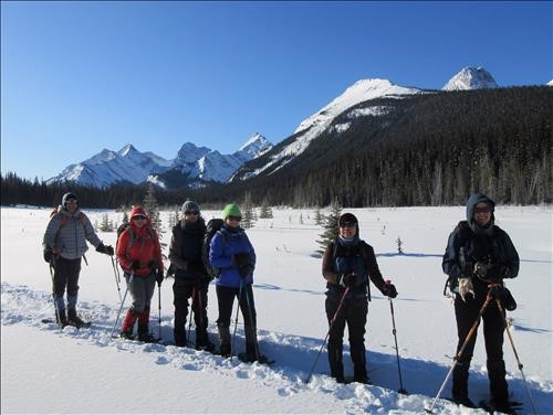 Crossing the meadows at the start of the trip