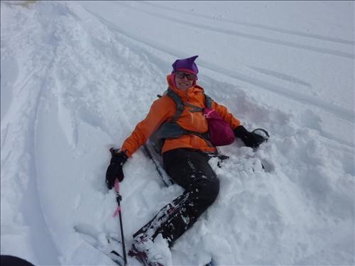 {1963 Carol Guthrie} Yes, even our fearless leader had a tumble. Chris snagged a buried rock and went down