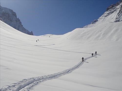 Ramblers ascend the French Glacier