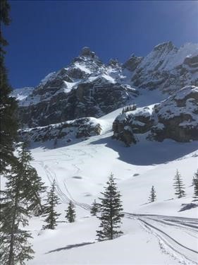 Good skiing down the waterfall.
