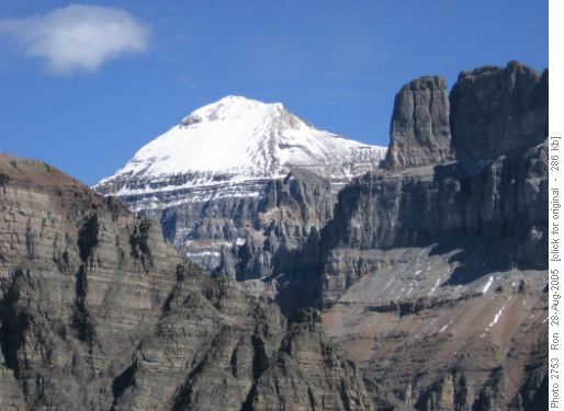 Mt Temple flanked by Wastach and Eiffel