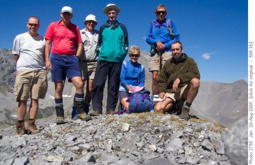 Ramblers on the peak by Invincible Lake