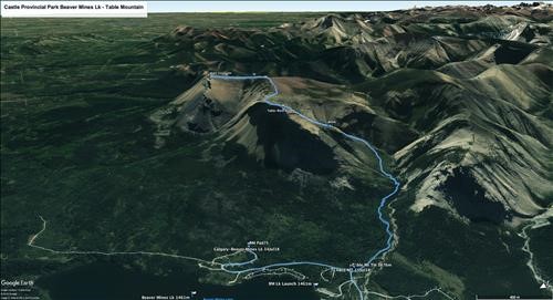 Satellite Image of Table Mountain Route taken 15Jul18