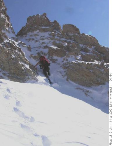 Higher up Observation Peak, deeper snow, route finding & scrambling skills needed.
