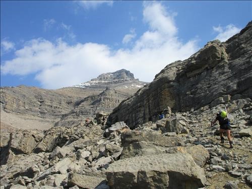 At the upper end of of the hanging valley with Mt Noyes in the background