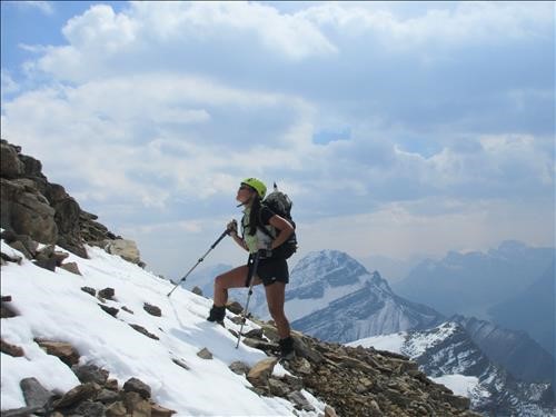 Susan making her way up the summit block