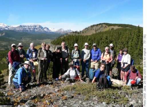 group near lunch spot on Green Mountain
