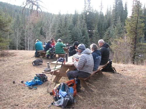 Comfortable lunch at the Pine Grove group camp