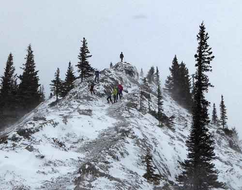 We weren't expecting to do a minor scramble on a snowshoe trip.