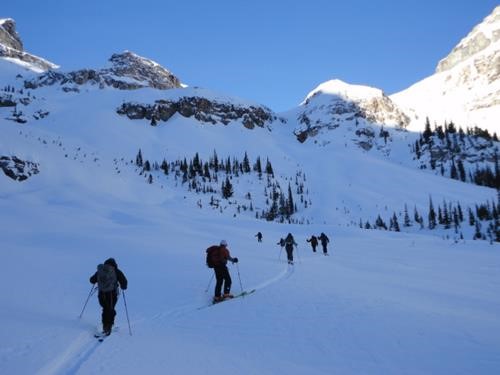 Ramblers ascend Whymper (Chikadee) Valley