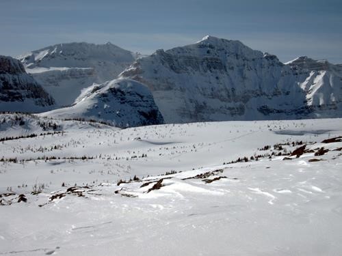 Healy Pass below little Natalko Peak with Scarab Peak to the right