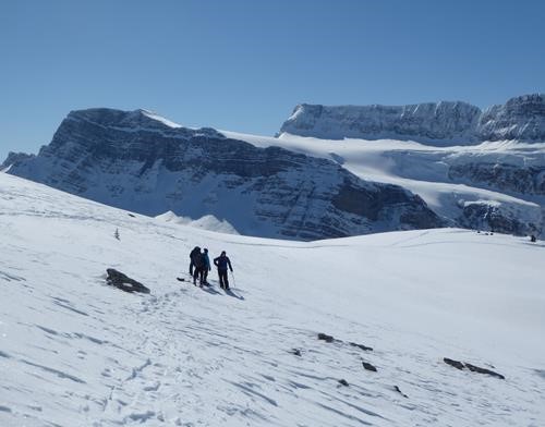 Enjoying the views on the upper bench below the ridge