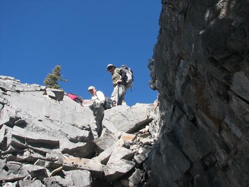 The scrambly bit at the start of the ridge descent (OT4)