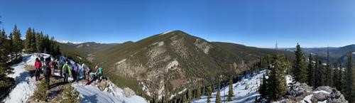 Lunch panorama with view of Prairie Mountain (Cristina photo)
