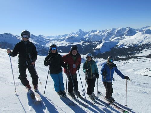 Jack, Yoko, Ivan, Nancy and Arnold with Assiniboine in the background