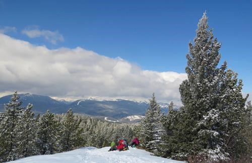 Enjoying the lunch time view from a sheltered spot!