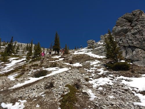 Descending summit ridge - minimal snow