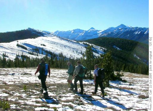 Descending Powderface Ridge - North (Banded Peak and Mt. Glasgow in right background)