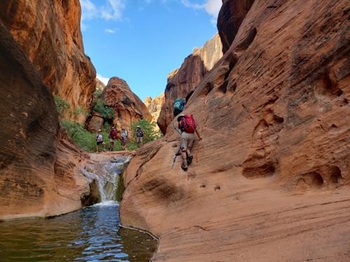 Climbing the Moqi Steps in Water Canyon