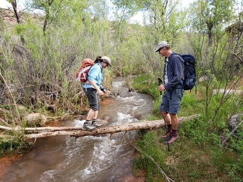 Tricky crossing of Leeds Creek